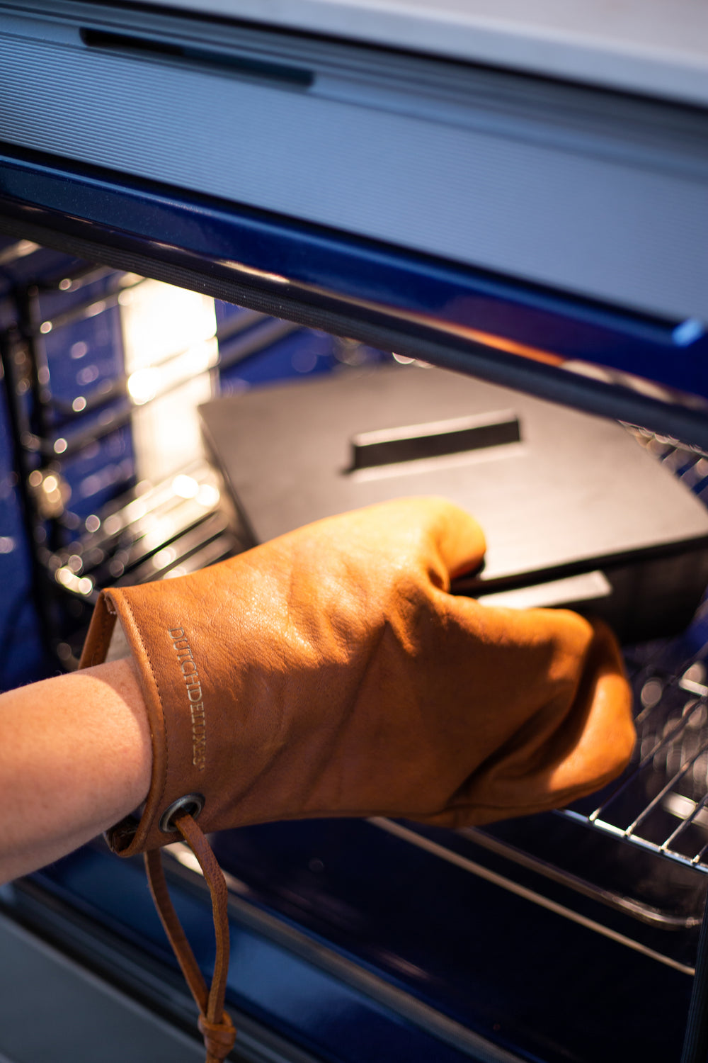 Dutchdeluxes - Oven mitt - (Full-grain) leather - Vintage cognac - Suitable for barbecue - Incl. gift box