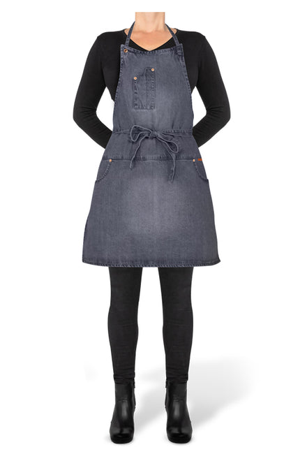 Dutchdeluxes kitchen and barbecue apron - With 5 pockets - Grey denim