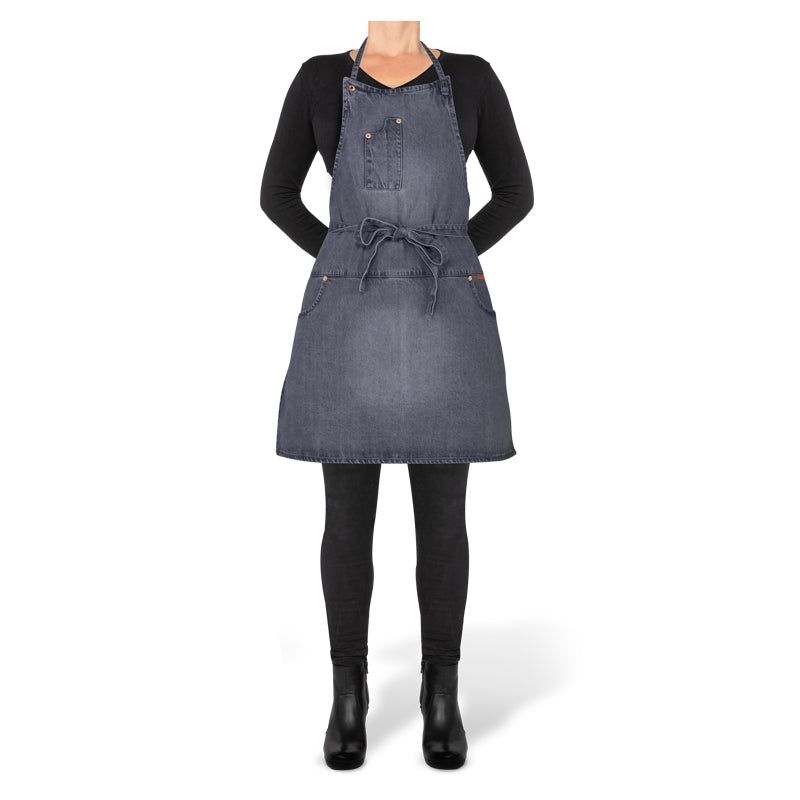 Dutchdeluxes kitchen and barbecue apron - With 5 pockets - Grey denim