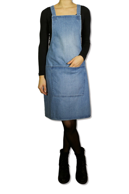 Dutchdeluxes apron - Handmade - With braces - Unique - Hospitality - Light blue