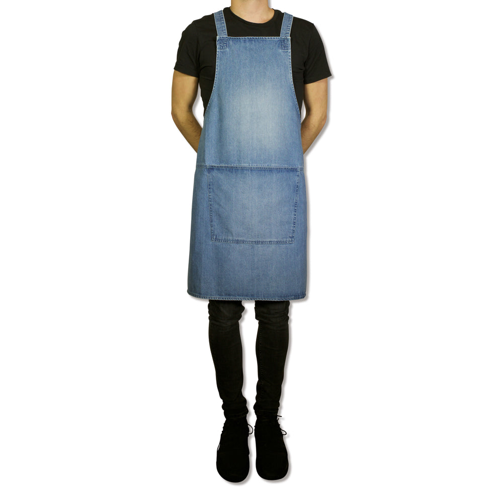 Dutchdeluxes apron - Handmade - With braces - Unique - Hospitality - Light blue