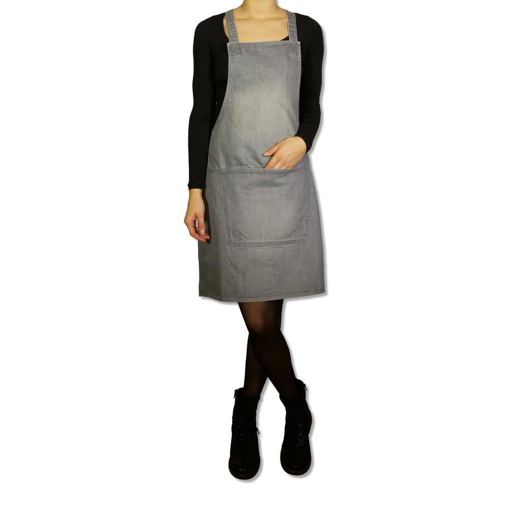 Dutchdeluxes - Handcrafted - Hospitality - Kitchen apron - Suspender Style - Denim - Easy wear - Gray