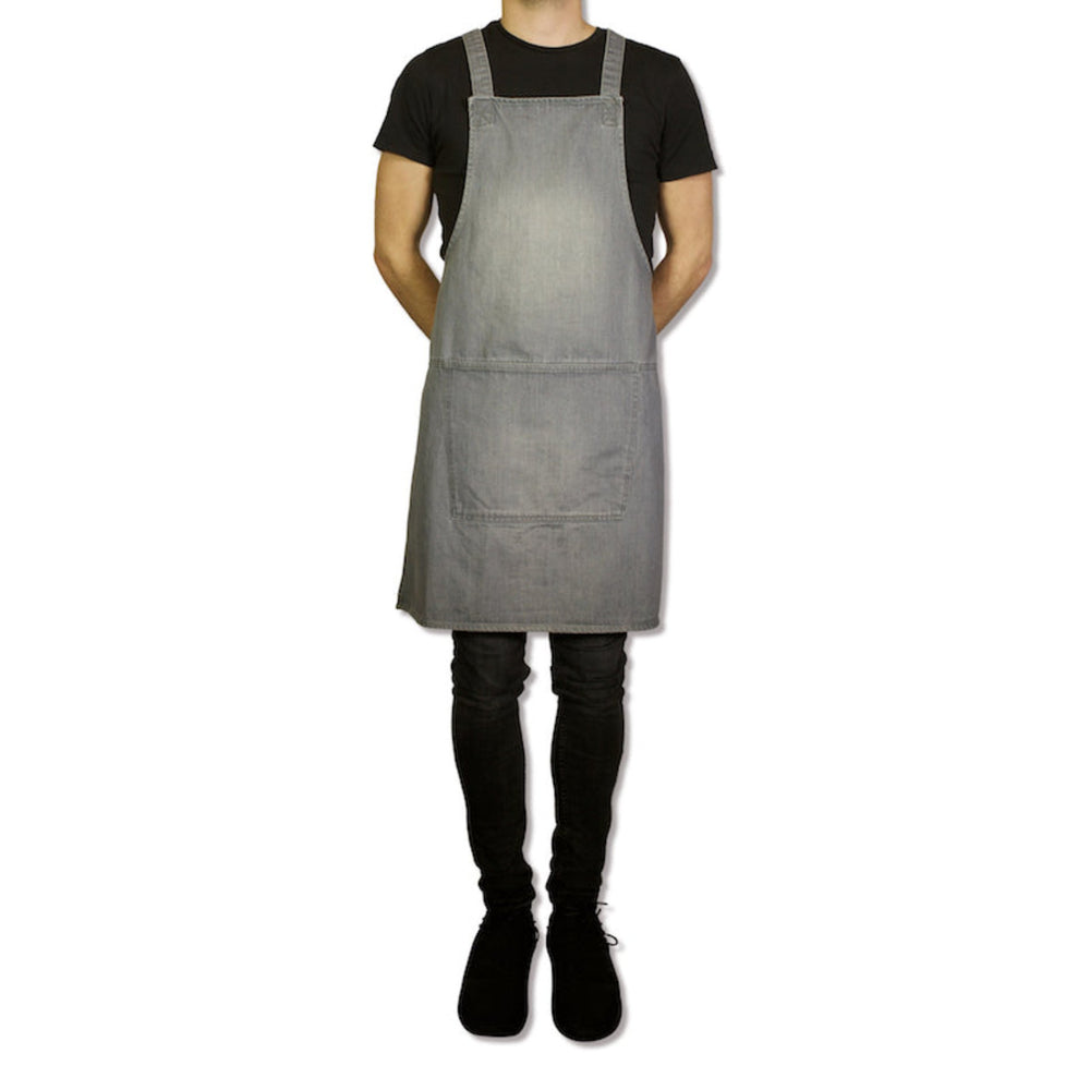 Dutchdeluxes - Handcrafted - Hospitality - Kitchen apron - Suspender Style - Denim - Easy wear - Gray