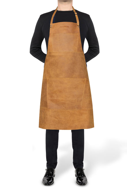 Dutchdeluxes - Tablier de barbecue - Cuir - Unique - Fait main - Résistant à la chaleur