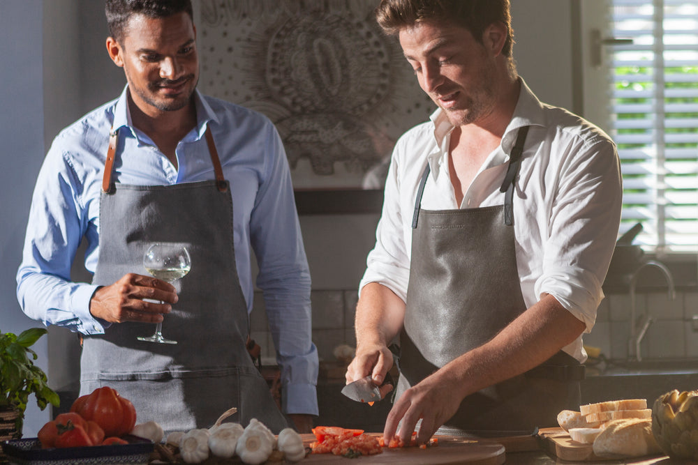 Dutchdeluxes - Handmade - Barbecue - Leather - Vintage - Kitchen - Apron - One Size - Grey/Black