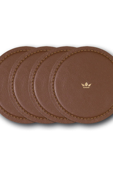 Dutchdeluxes - Handmade - Leather - Coaster - Water-resistant - Brown
