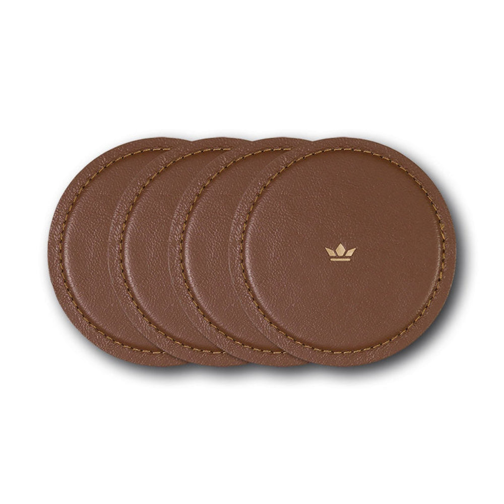 Dutchdeluxes - Handmade - Leather - Coaster - Water-resistant - Brown