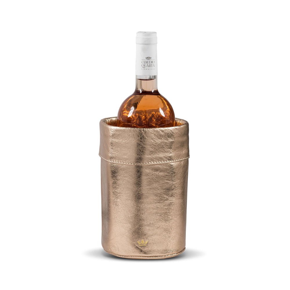 Dutchdeluxes - Luxury - Full grain leather - Wine cooler - 18.5 x 12 cm - Anti-slip - Pearly rose