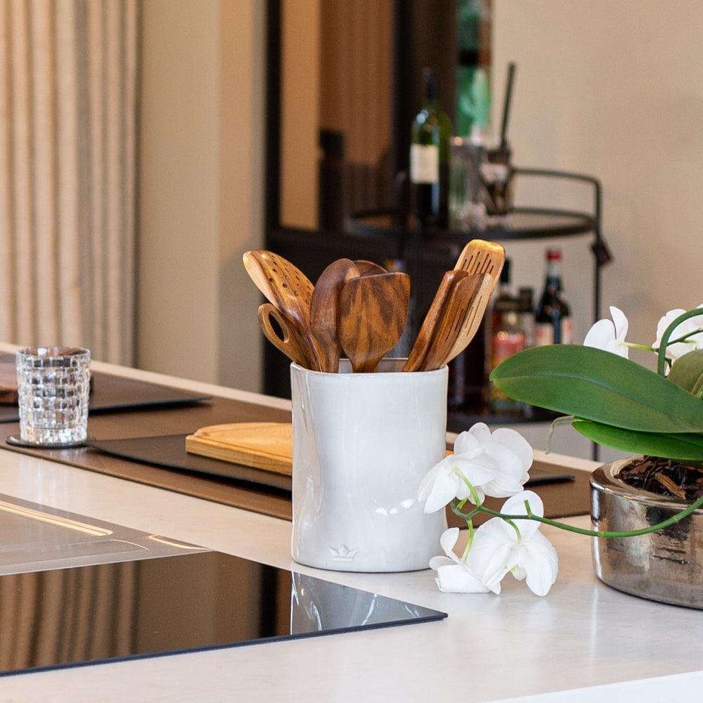 Dutchdeluxes utensil holder - Handmade - Ceramic - Kitchen utensil pot - White