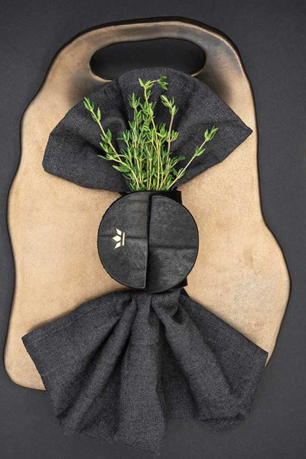 Dutchdeluxes - Serviettenringe - Handgefertigt - Leder - 4 Stück - Vintage Schwarz