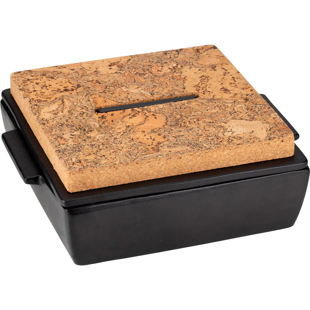 Dutchdeluxes - With lid and cork - Oven dish 20x13.5x8.5 cm - Black
