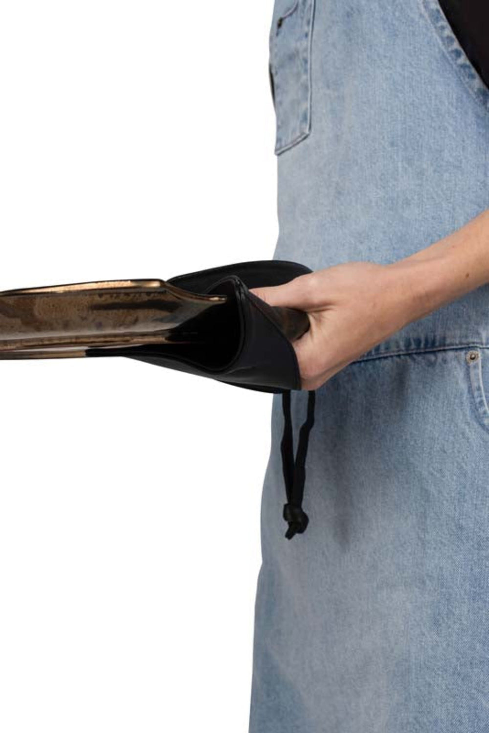 Dutchdeluxes - Handmade - Leather - Pot Holder - 1 piece - Heat resistant up to 240°C - Black