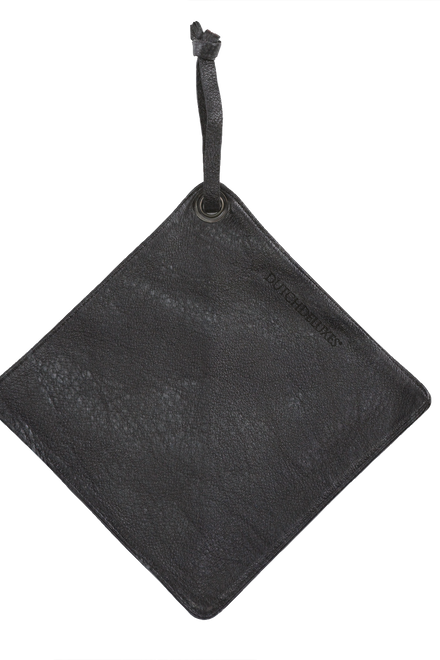 Dutchdeluxes - Leather - Handcrafted - Pot holder - 1 Piece - Heat resistant up to 240°C - Dark gray