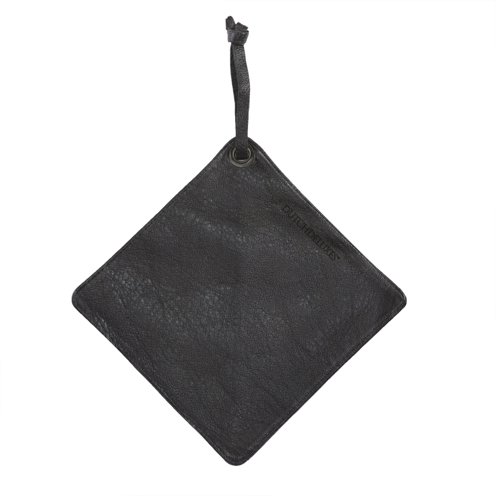 Dutchdeluxes - Leather - Handcrafted - Pot holder - 1 Piece - Heat resistant up to 240°C - Dark gray