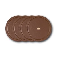 Dutchdeluxes - Handgemaakt - Leer - 4 stuks - Onderzetter - Waterafstotend - Bruin- geschenkverpakking
