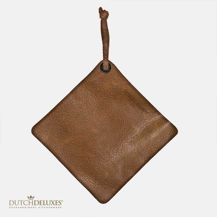 Dutchdeluxes - Leather - Pot holder - Luxury - Durable - Heat resistant up to 240°C - Cognac