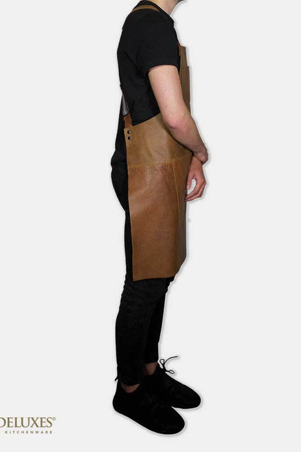 Suspender Style Apron - Vintage Cognac