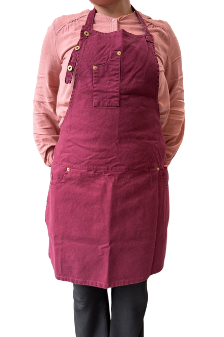 Dutchdeluxes - Denim - Barbecue - BBQ - Schürze - Küche - Indigo Jeans - 5 Taschen - Aubergine