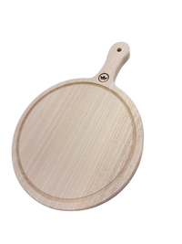HORECA Dishwasher safe Solid wooden cutting and presentation board - Small Round - With Handle