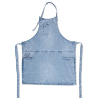 Dutchdeluxes - Katoen - Indigo jeans - Barbecue - BBQ - Keukenschort - 5 zakken - Licht Blauw