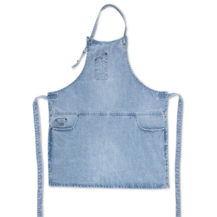 Dutchdeluxes - Coton - Jeans Indigo - Barbecue - BBQ - Tablier de cuisine - 5 poches - Bleu clair