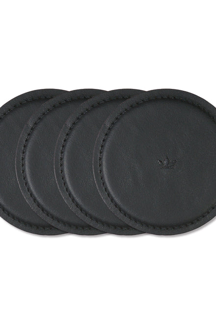 Dutchdeluxes - Water-resistant - Coaster - Set of 4 - Leather - Black