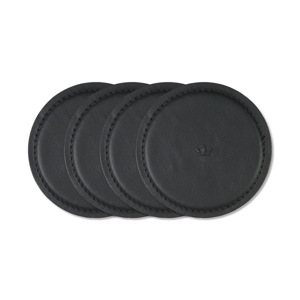 Dutchdeluxes - Waterafstotend - Onderzetter - 4 stuks - Leer - Zwart