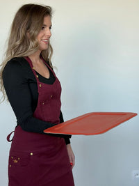 Serving tray | Slim - Orange | Full grain leather on solid wood core | 48X30 CM