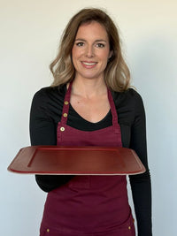 Serving tray | Square - New Ruby Red | Full grain leather on solid wood core | 34X34 CM