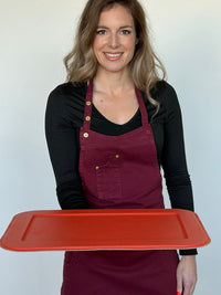 Serving tray | Slim - Orange | Full grain leather on solid wood core | 48X30 CM