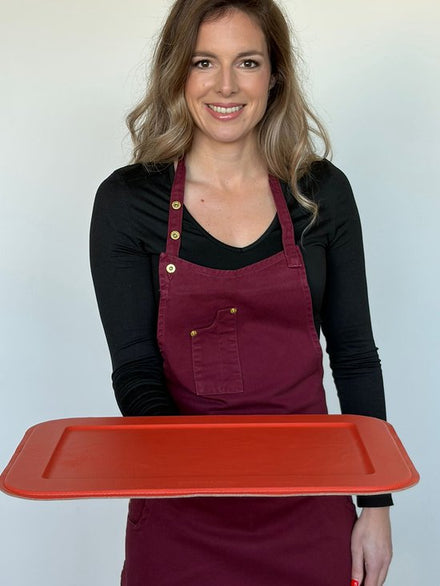 Serving tray | Slim - Orange | Full grain leather on solid wood core | 48X30 CM