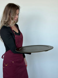 Serving tray | Round - Forest Green | Full grain leather on solid wood core | Ø46 CM