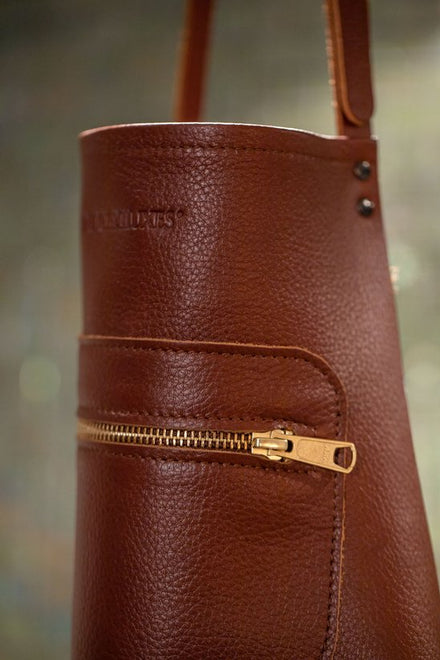Dutchdeluxes - Luxury - Leather - Handmade - Apron - Kitchen - Barbecue - BBQ - Classic brown