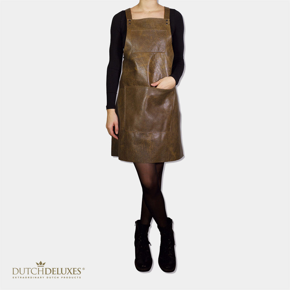 Suspender Style Apron - Vintage Brown