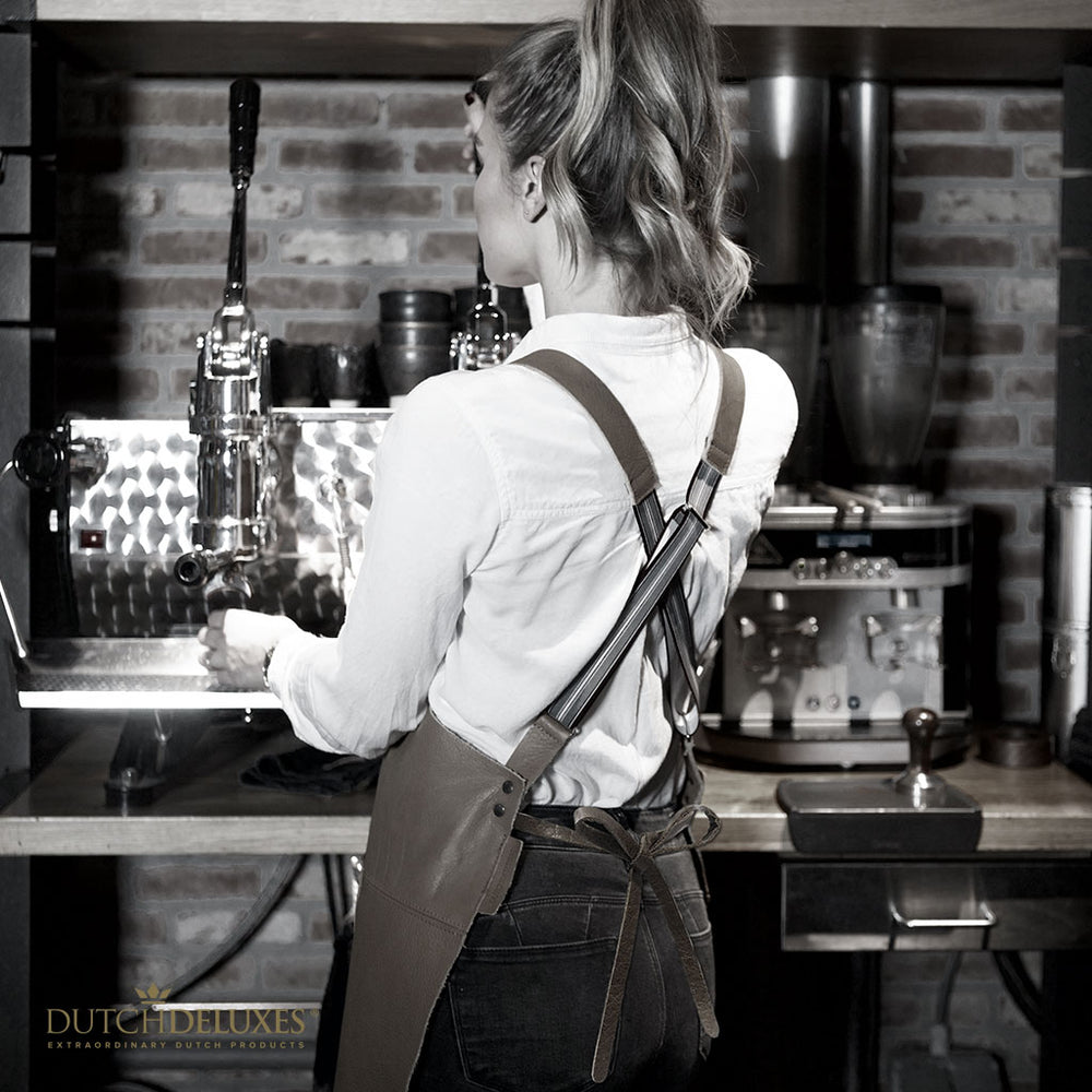 Dutchdeluxes Schort - Handgemaakt - Met Bretels - Uniek - Horeca - Vintage Brown