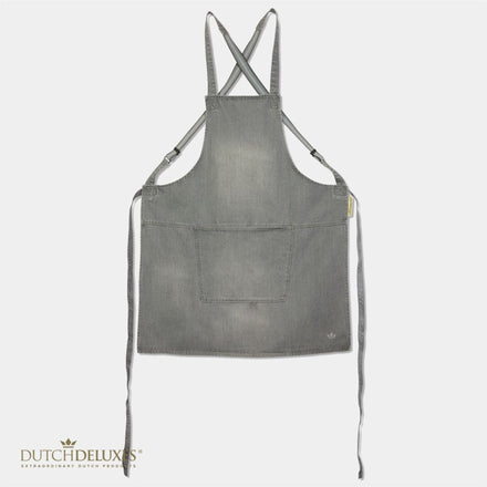 Dutchdeluxes - Fabriqué à la main - Hospitalité - Tablier de cuisine - Style porte-jarretelles - Denim - Facile à porter - Gris