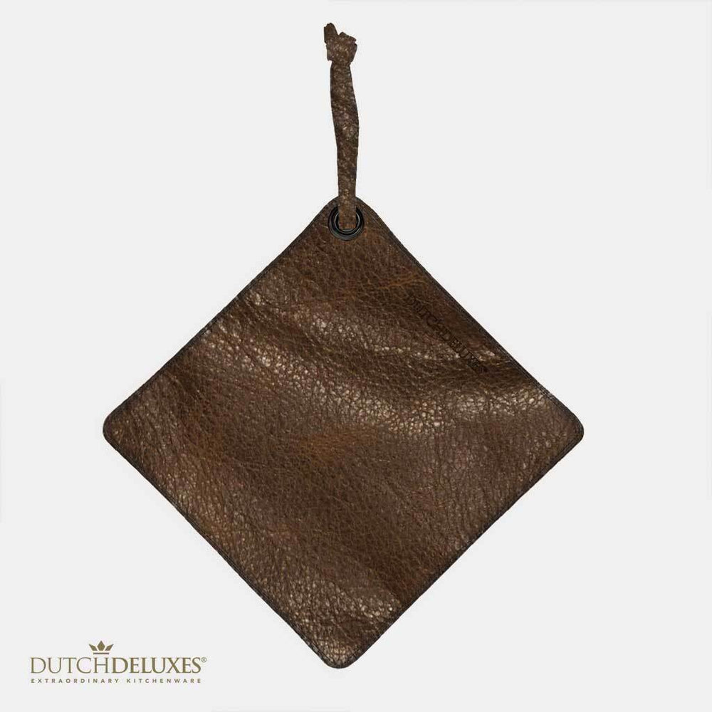 Potholder, Leather, 20x20cm - Vintage Brown