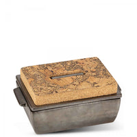 Dutchdeluxes - Sustainable - Ceramic - Handmade - Casserole with lid - Cork - 20x13.5x8.5 cm - Black