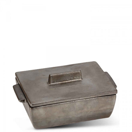 Dutchdeluxes - Sustainable - Ceramic - Handmade - Casserole with lid - Cork - 20x13.5x8.5 cm - Black