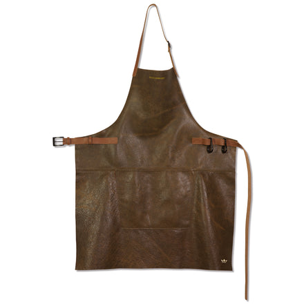 Dutchdeluxes - Leer - Luxe - Handgemaakt - BBQ - Barbecueschort - Keukenschort - Vintage Brown/Cognac