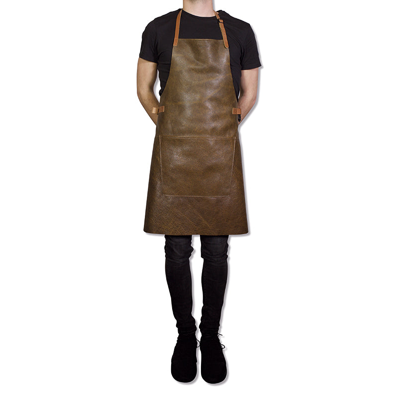Dutchdeluxes - Leather - Luxury - Handmade - BBQ - Barbecue Apron - Kitchen Apron - Vintage Brown/Cognac
