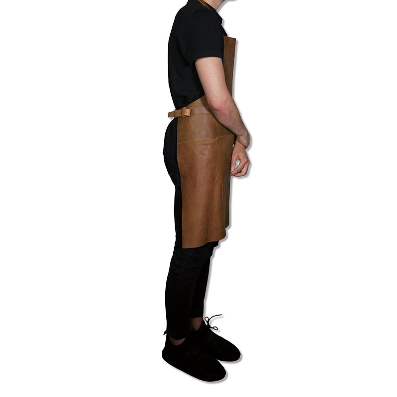 Dutchdeluxes - Handmade - Leather - Barbecue apron - Kitchen apron - Vintage cognac
