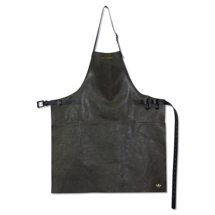 Dutchdeluxes - Handgemaakt - Barbecue - Leer - Vintage - Keuken - Schort - One size - Grijs/zwart