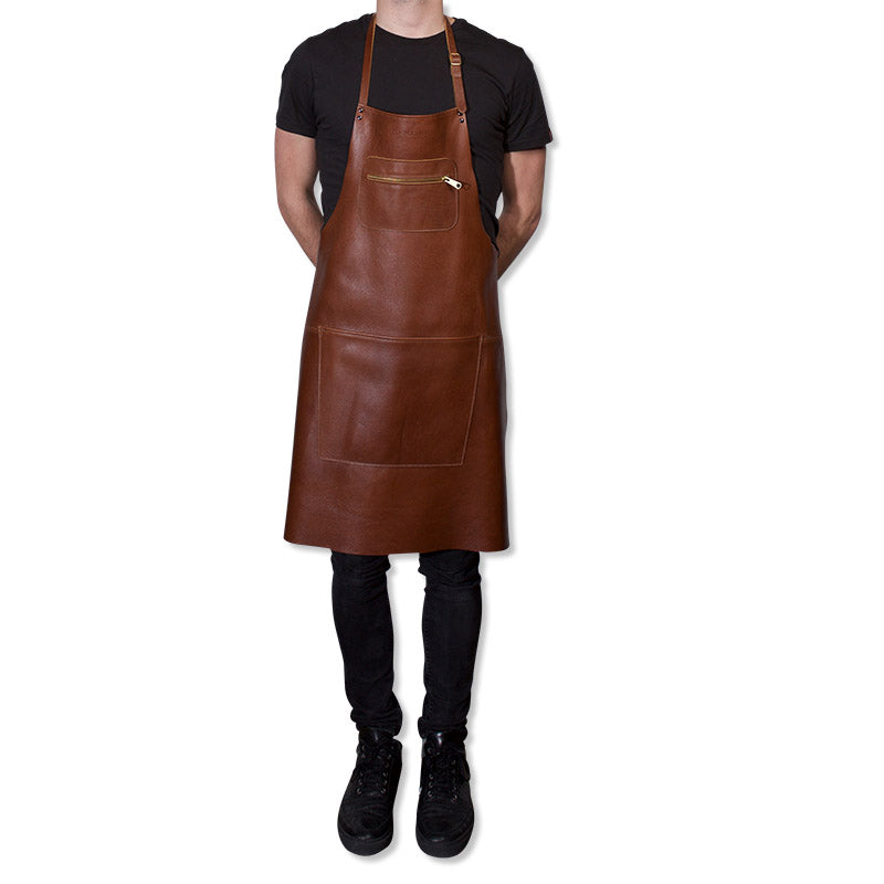 Dutchdeluxes - Luxus - Leder - Handgefertigt - Schürze - Küche - Grillen - BBQ - Klassisch braun