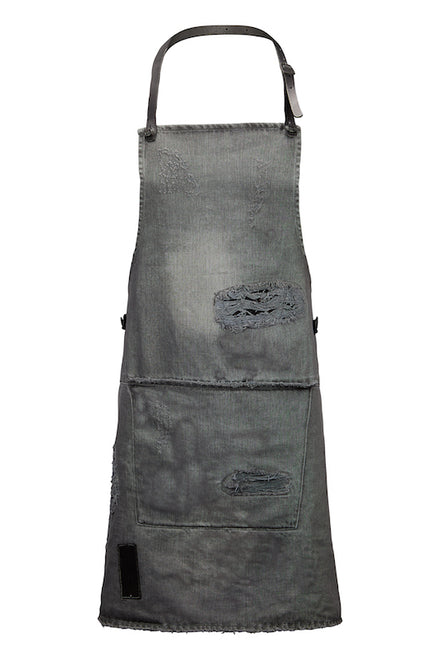 Dutchdeluxes - Baumwolle - Hochwertig - Unikat - Barbecue - BBQ - Schürze - Karabinerhaken - Distressed Denim Grau - Hellgrau