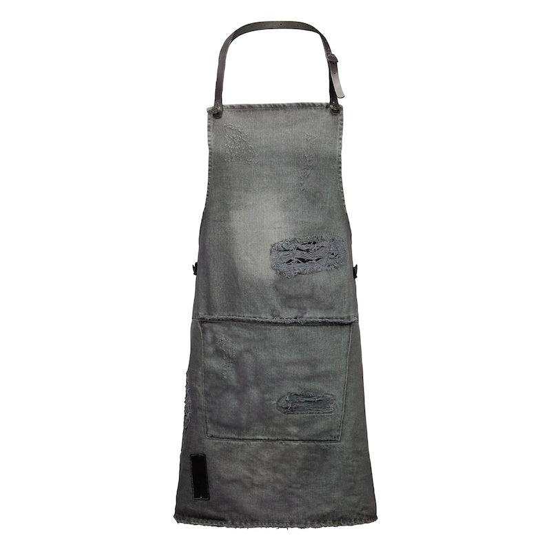 Dutchdeluxes - Leer - Hoogwaardig - Uniek - Barbecue - BBQ - Schort - Karabijnhaken - Distressed Denim Grey - Lichtgrijs