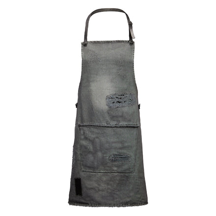 Dutchdeluxes - Leer - Hoogwaardig - Uniek - Barbecue - BBQ - Schort - Karabijnhaken - Distressed Denim Grey - Lichtgrijs