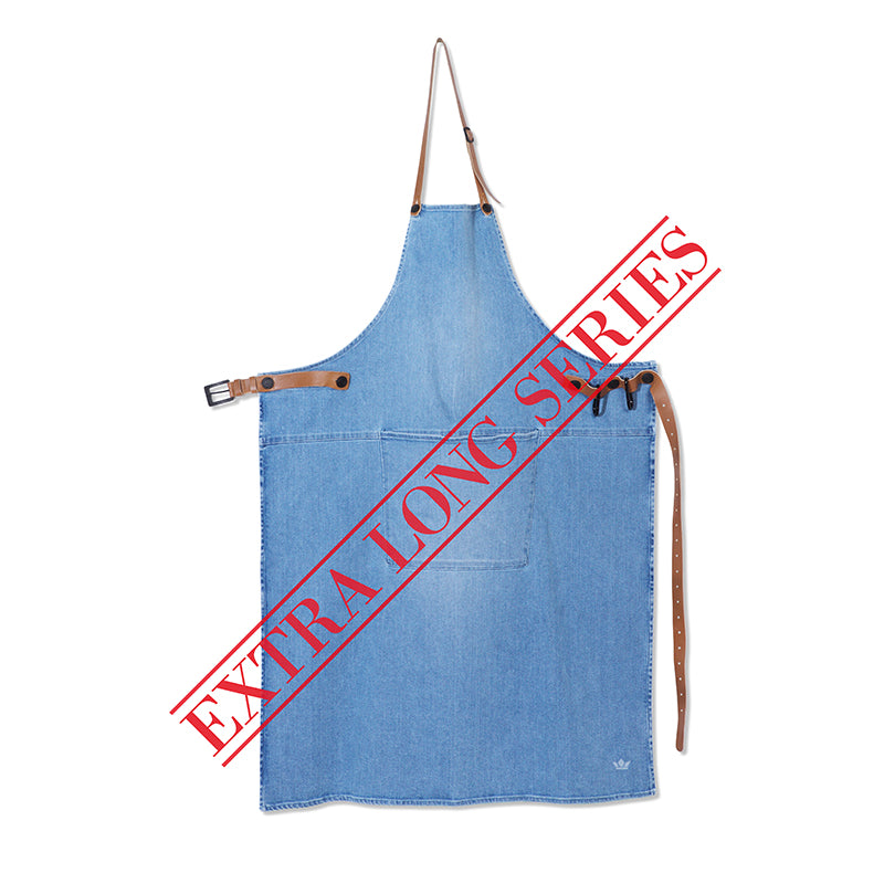 Dutchdeluxes - BBQ-stijl - Luxe - Schort - Met bretellen - 2 karabijnhaken - XL - Blauw Denim