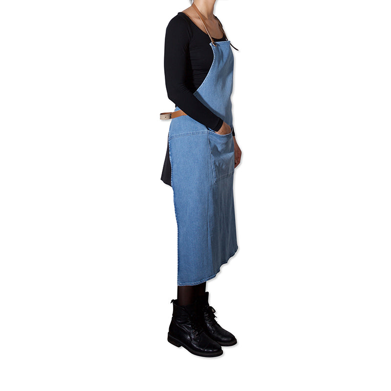 Dutchdeluxes - BBQ-stijl - Luxe - Schort - Met bretellen - 2 karabijnhaken - XL - Blauw Denim