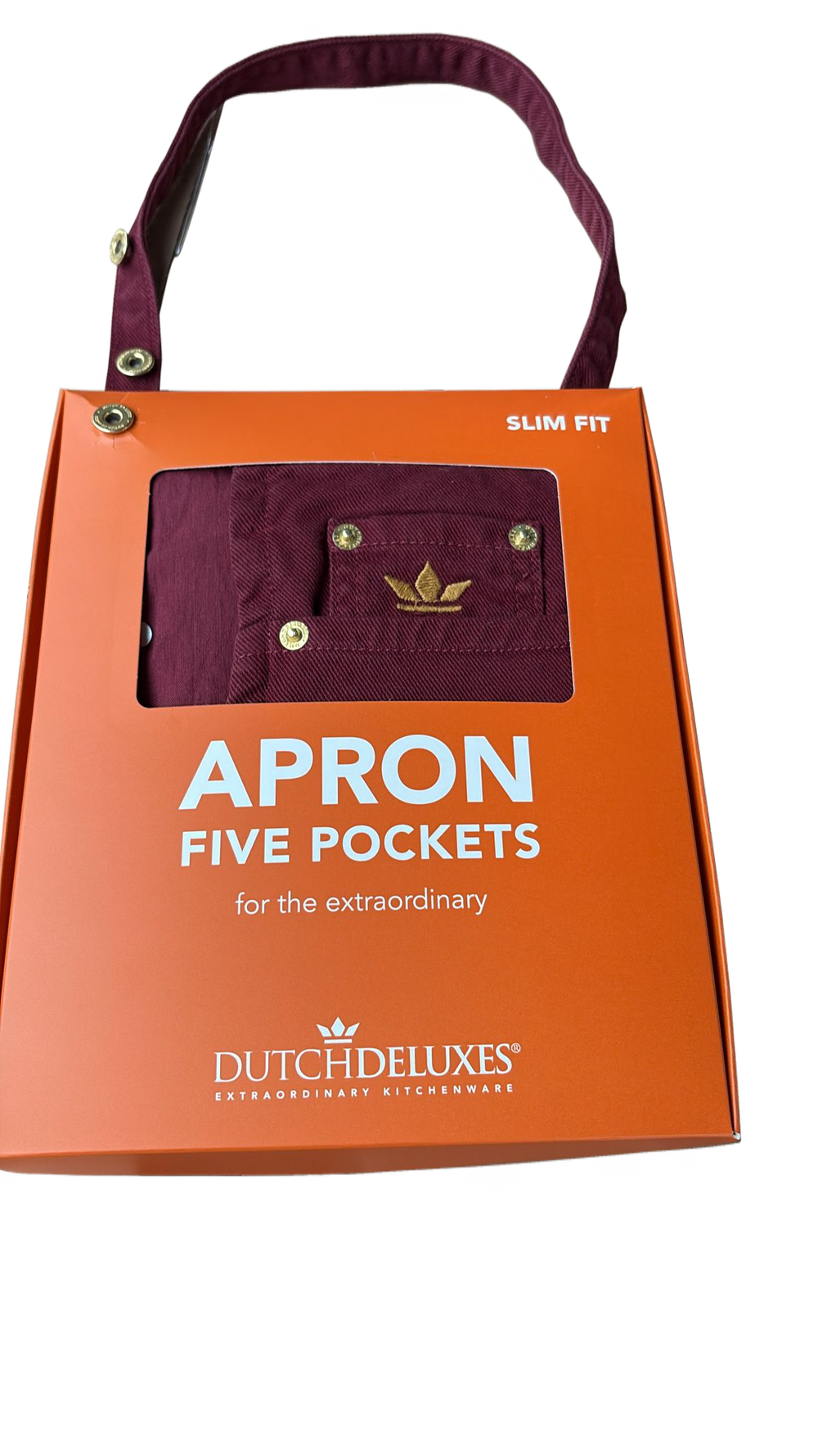 Dutchdeluxes - Denim - Burgundy - Aubergine - Apron - Kitchen - Indigo jeans - 5 pockets